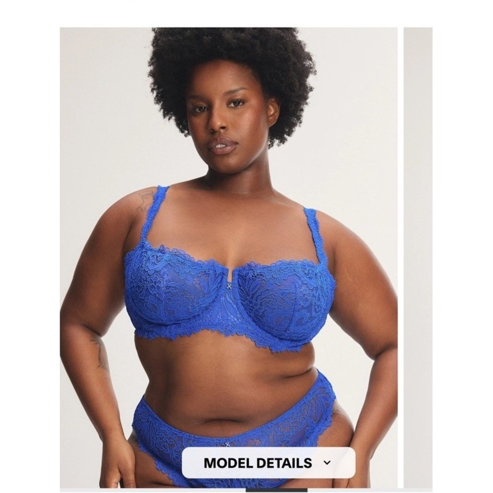 NWT Savage x Fenty Blue Romantic Corded Lace Unlined Balconette Bra 40D